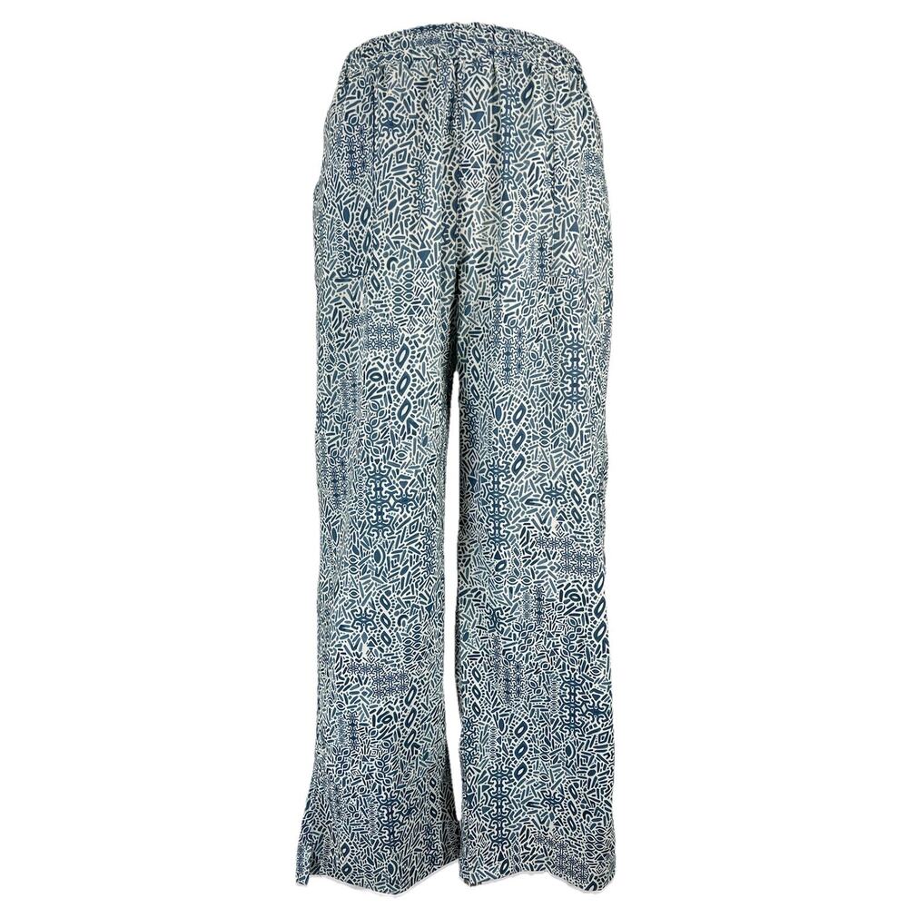 Women's Blue Patterned Wide Leg Pants